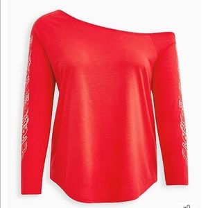 Torrid Off-Shoulder Henna Sleeve Top ❤️ Size 0